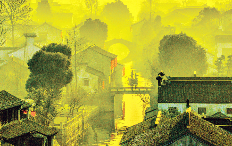 ▲ 하동군 ‘중국, 섬진강을 만나다’ 사진전 작품 중 장우화의 금색수향(金色水)