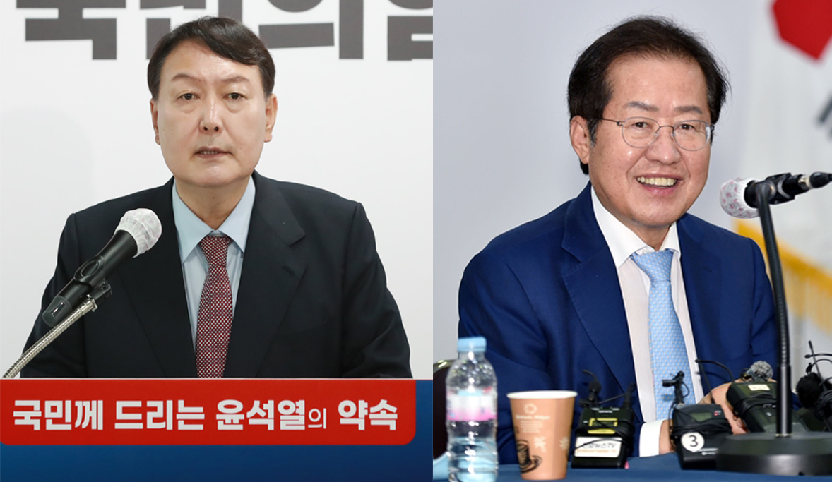 ▲ 국민의힘 대선 예비후보인 윤석열 전 검찰총장, 홍준표 의원.